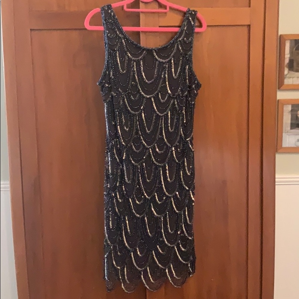 Beaded black and gold cocktail dress